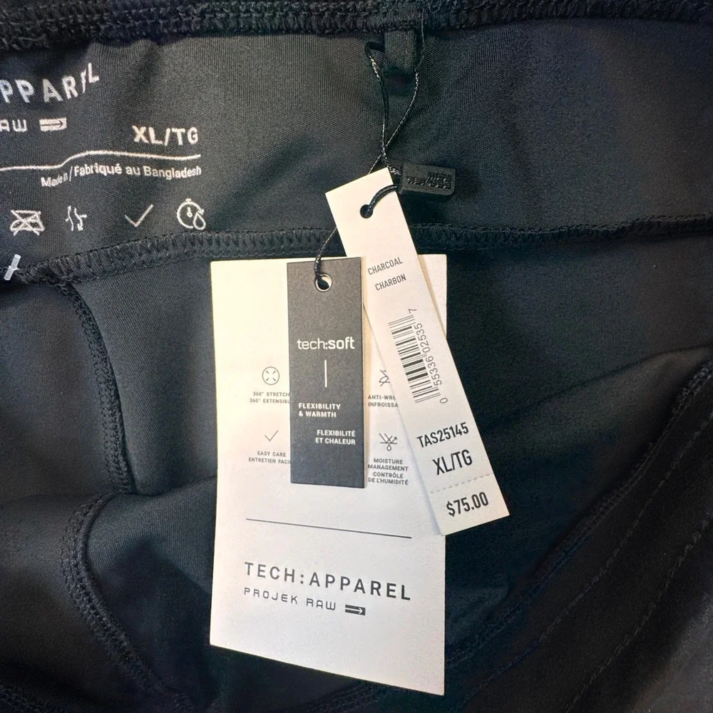 Projek Raw Mens Tech Apparel Joggers Charcoal Grey XL‎ TAS25145 New With Tags